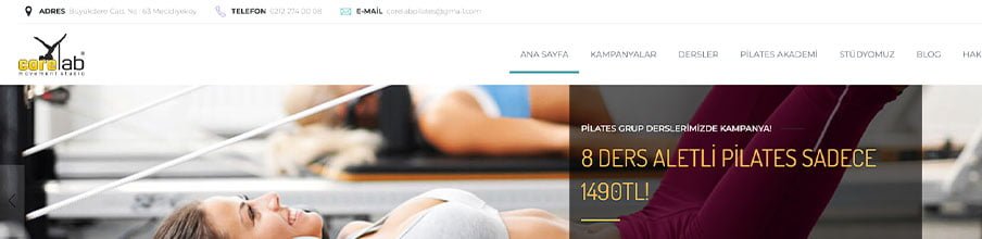 Corelab Pilates Web Development